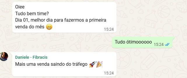 Conversa real de cliente confirmando mais uma venda gerada pelo tráfego pago